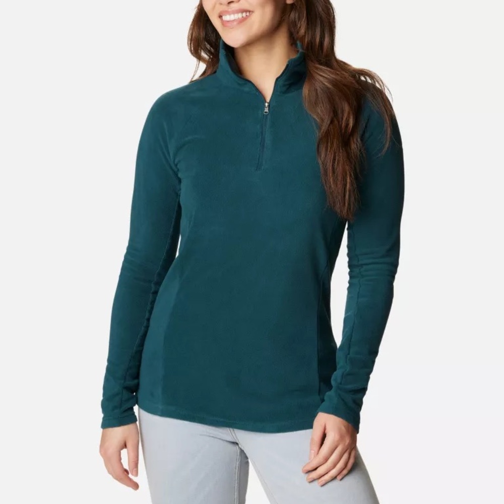 Women's Columbia Lodge Quarter-Zip Fleece, hunter green fleece, sz small